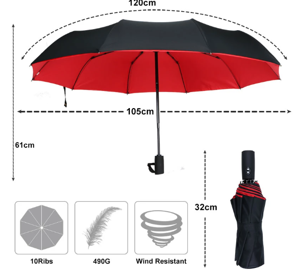 Inverted Automatic Umbrella Windproof Reverse Fold Rain Protection for Commute Travel Outdoor Men Women 6 Colors UV Block | Lonoma