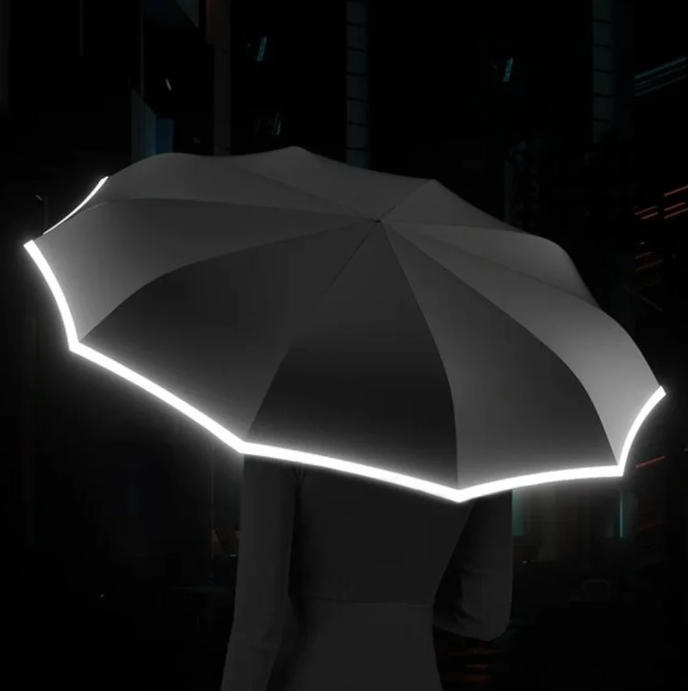 Compact Folding Umbrella with Safety Reflective Trim Windproof Lightweight Rain Protection for Commuting Travel Outdoor Activities Commuters | Lonoma