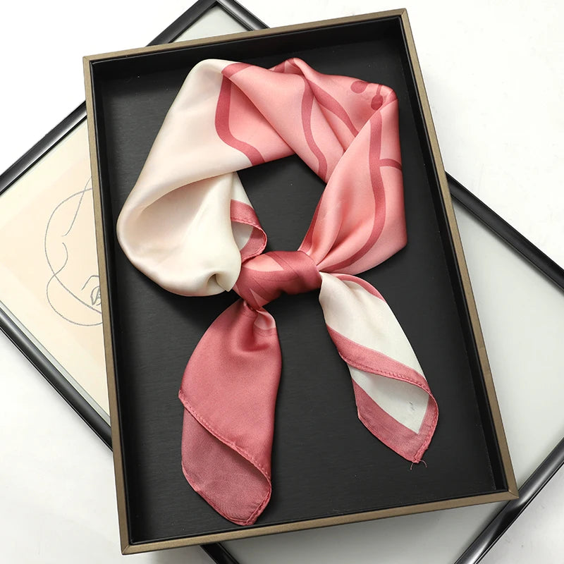 Printed Square Scarf 27.5 × 27.5 in Polyester Silk-Feel Headband Neck Wrap Hair Accessory for Women Spring Summer Fall Winter Versatile | Lonoma