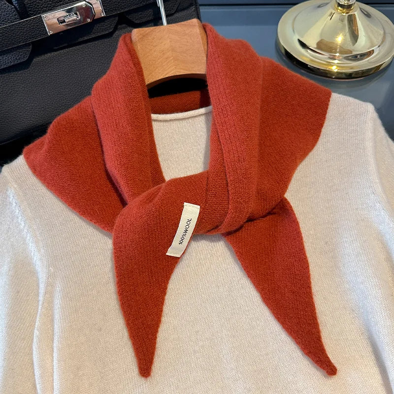 Soft Wool Triangle Scarf Women's Winter Wrap Shawl Solid Color Thick Knit Neck Warmer Cold Weather Pashmina for Daily Wear | Lonoma