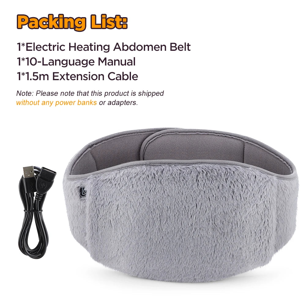 USB Heated Waist Belt with Hand Warmer Pocket 3 Temperature Settings Adjustable Abdominal Wrap Portable Therapy Pad for Cramps Relief | Lonoma