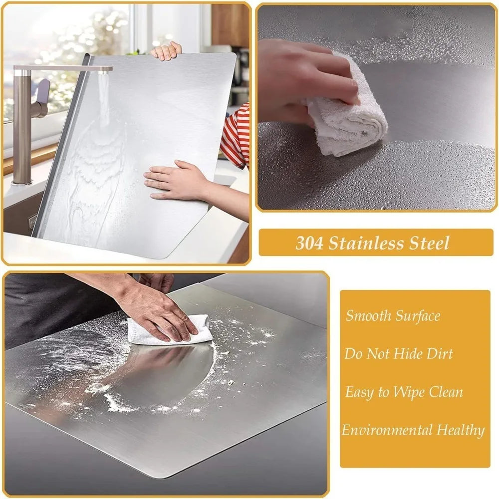 Food-Safe Steel Prep Board with Non-Slip Grip for Meat Vegetables Baking Dough Rolling Kitchen Counter Surface | Lonoma