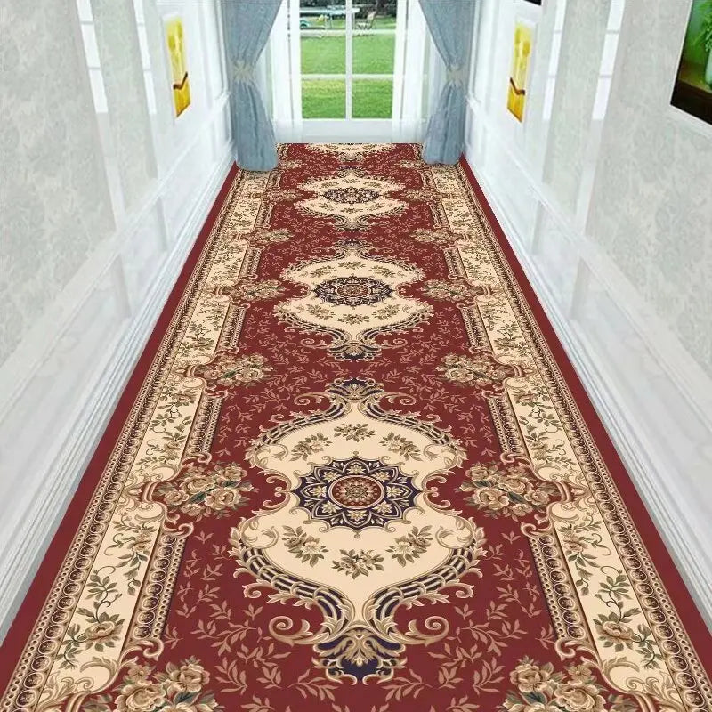 Hallway Runner Rug Soft Low-Profile Non-Slip Backing Foldable for Stairs Entryway Balcony Persian-Style Geometric Print Machine-Washable | Lonoma