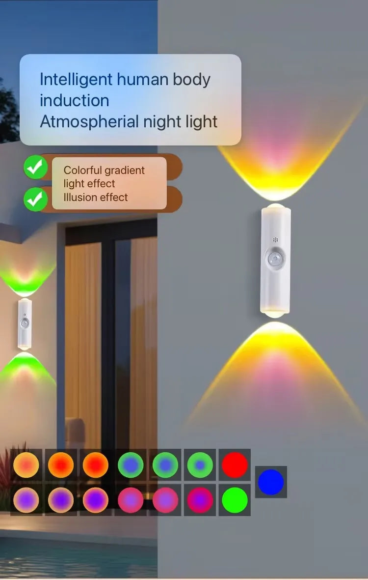 Motion Sensor Night Light with 7 Color Modes, Rechargeable Magnetic LED Wall Light for Hallway, Closet, Stairs | Lonoma