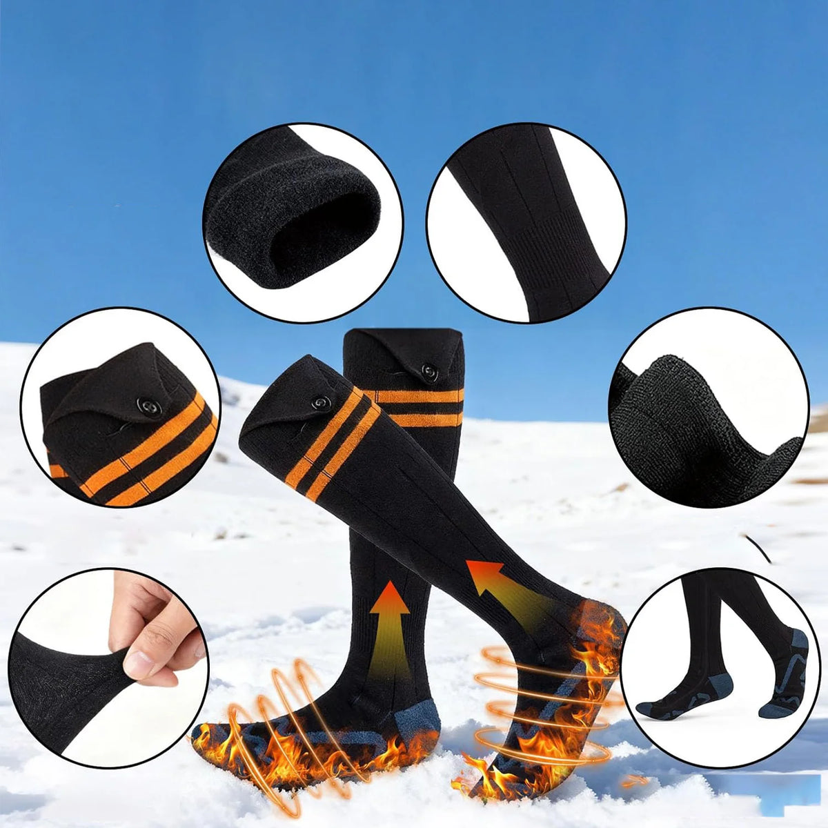 Rechargeable Heated Socks with Battery Packs for Winter Warmth - Modal Cotton Thermal Socks for Outdoor Activities, Skiing, Cycling, Hunting | Lonoma