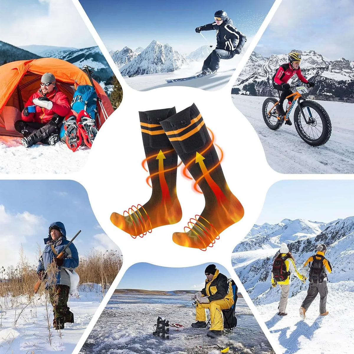 Rechargeable Heated Socks with Battery Packs for Winter Warmth - Modal Cotton Thermal Socks for Outdoor Activities, Skiing, Cycling, Hunting | Lonoma