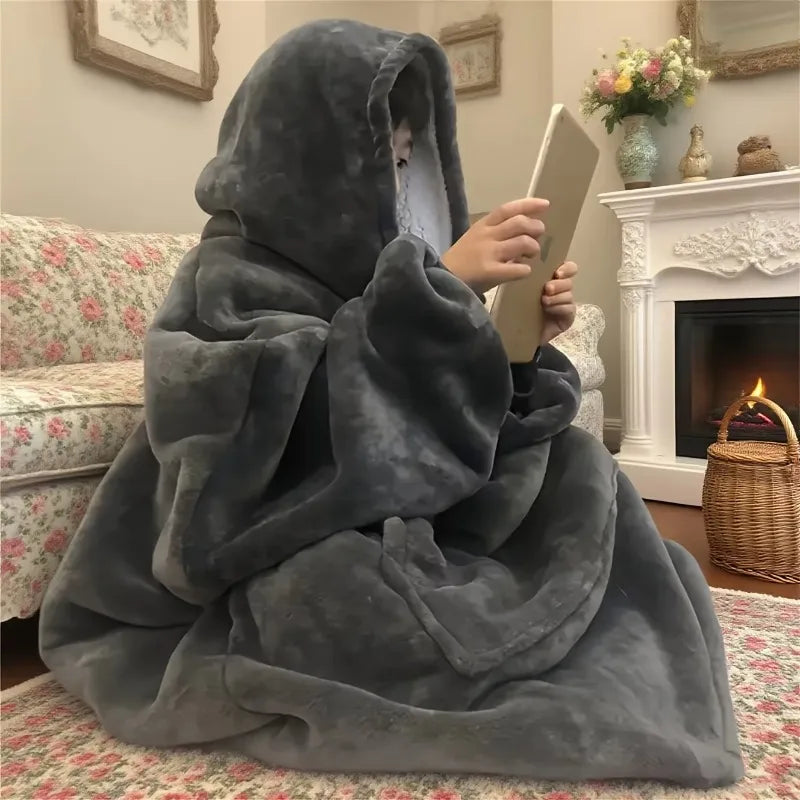Oversized Wearable Blanket Hoodie with Kangaroo Pocket – Ultra Soft Fleece Reversible Throw Sweatshirt for Couch Lounging, Relaxing at | Lonoma