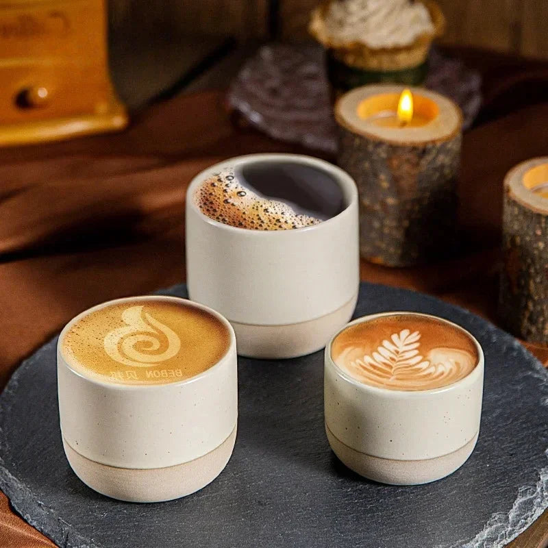 Handmade Japanese Stoneware Coffee Cup, Wabi-Sabi Ceramic Espresso & Tea Mug, Rustic Glazed Small Cup for Latte, Cortado | Lonoma