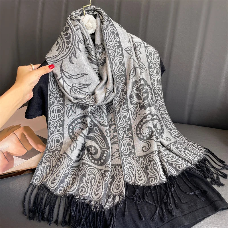 Soft Cashmere-Feel Scarf for Women – Warm Oversized Pashmina Wrap Shawl for Fall Winter Layering | Lonoma