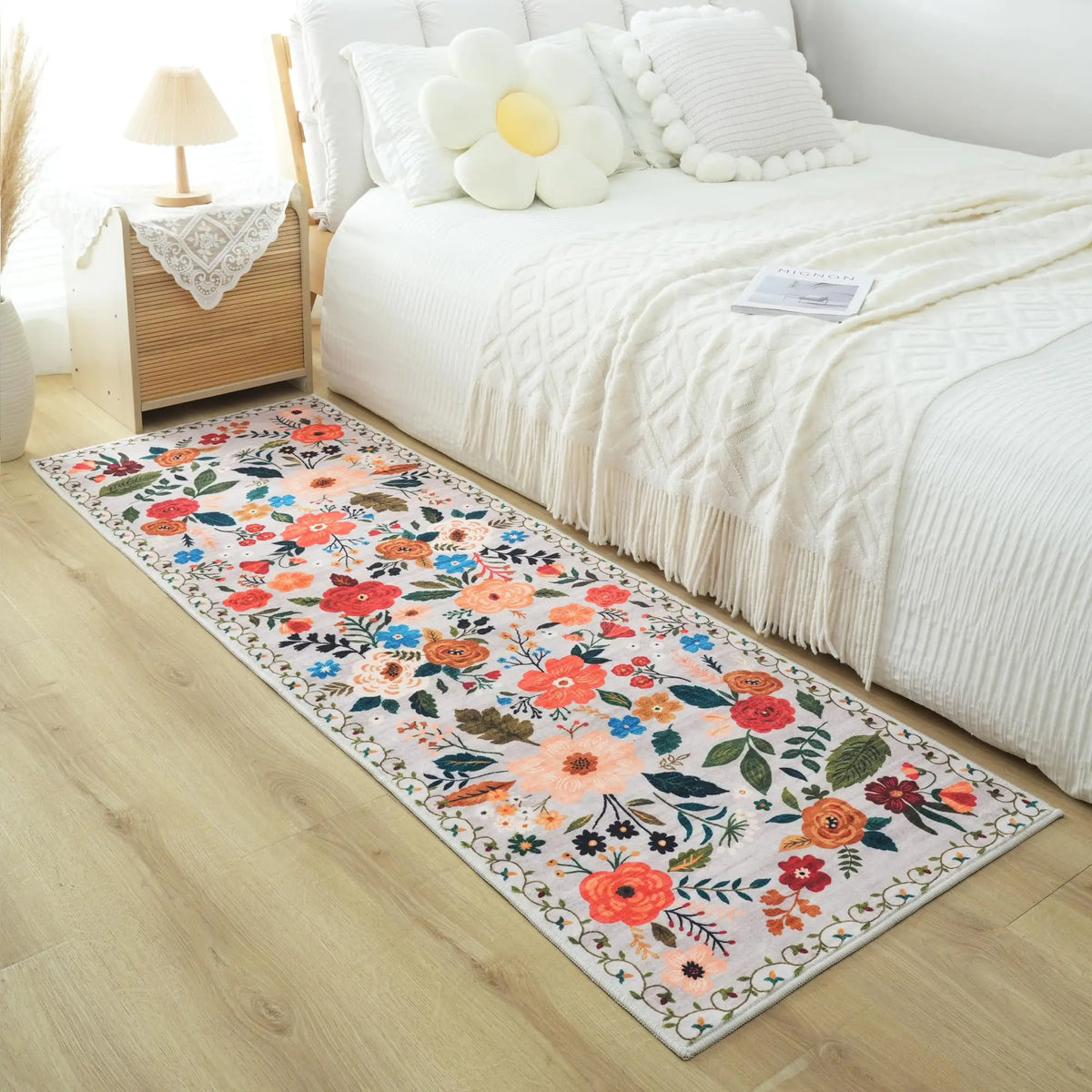 Non-Slip Hallway Runner Rug with Floral Pattern Machine Washable Kitchen Floor Mat Rubber Backing for Entryway Home Indoor Decor | Lonoma