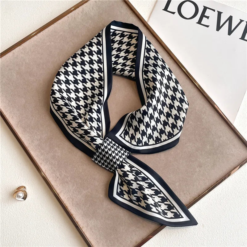 Silk-Feel Horse Print Skinny Scarf for Women Neck Wrap Hair Tie Wrist Accessory Satin Ribbon Bandana Fashion Neckerchief Lightweight | Lonoma