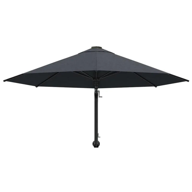 Wall-Mount Patio Umbrella 10 ft Charcoal Gray Half Canopy Metal Pole Crank Lift for Deck Balcony Outdoor Shade Space-Saving | Lonoma