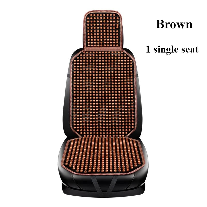 Wooden Bead Car Seat Cushion – Breathable Massage Support Pad for Driver Seat, All-Season Ventilated Back Rest Cover | Lonoma