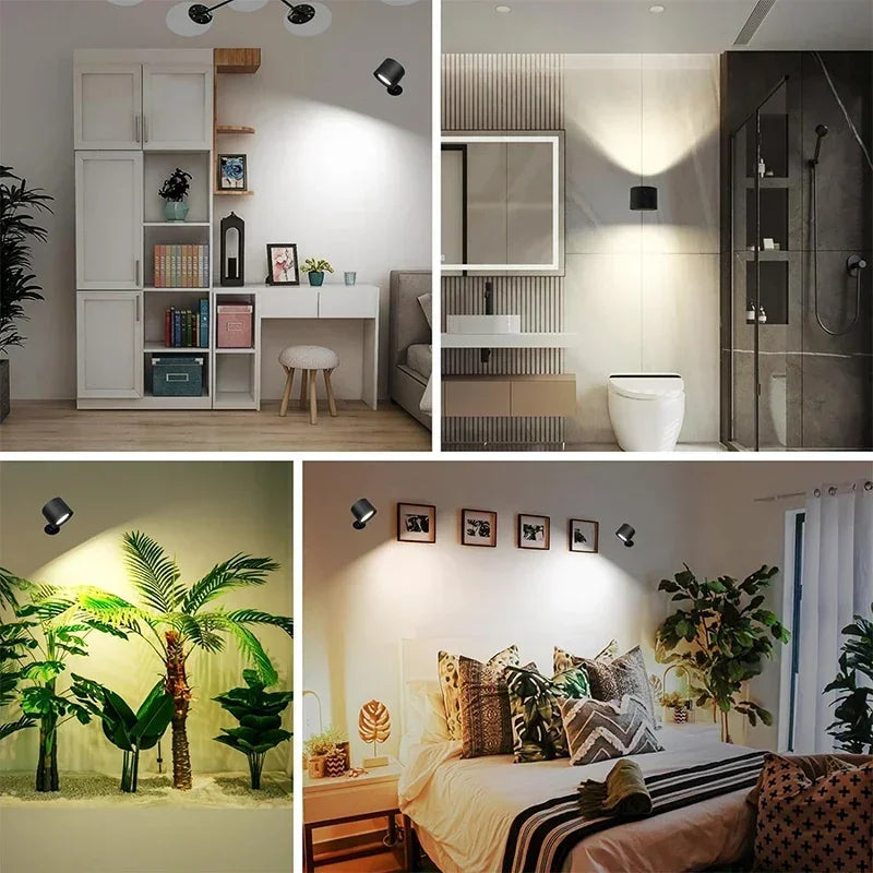 Dual-Head Rechargeable Wall Sconce with 360° Swivel, Touch & Remote Control – USB Cordless LED Night Light for Bedroom | Lonoma