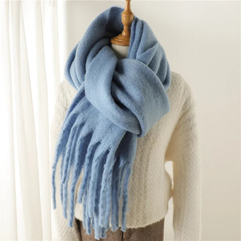Oversized Blanket Wrap Shawl for Women – Soft Viscose-Polyester Blend with Decorative Fringed Ends – Cold Weather Layering Accessory | Lonoma