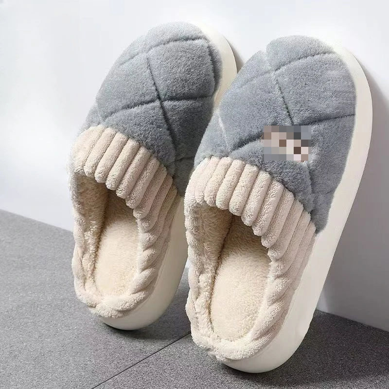 Plush House Slippers for Women & Men – Checkered Indoor Shoes with Thick Soles, Warm Fleece Lining, Fuzzy Slip-On Footwear for Cold Weather | Lonoma