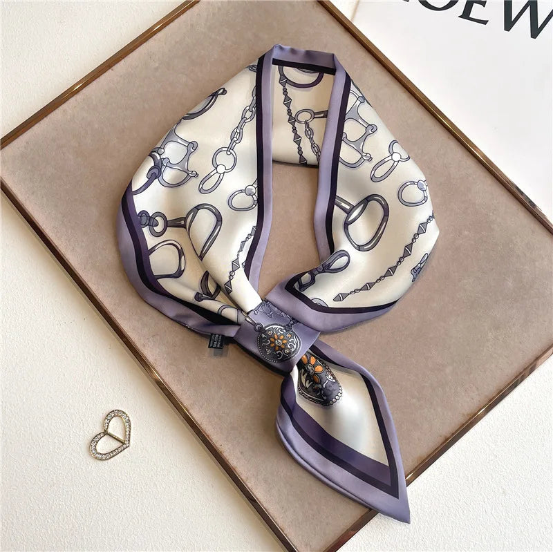 Silk-Feel Horse Print Skinny Scarf for Women Neck Wrap Hair Tie Wrist Accessory Satin Ribbon Bandana Fashion Neckerchief Lightweight | Lonoma