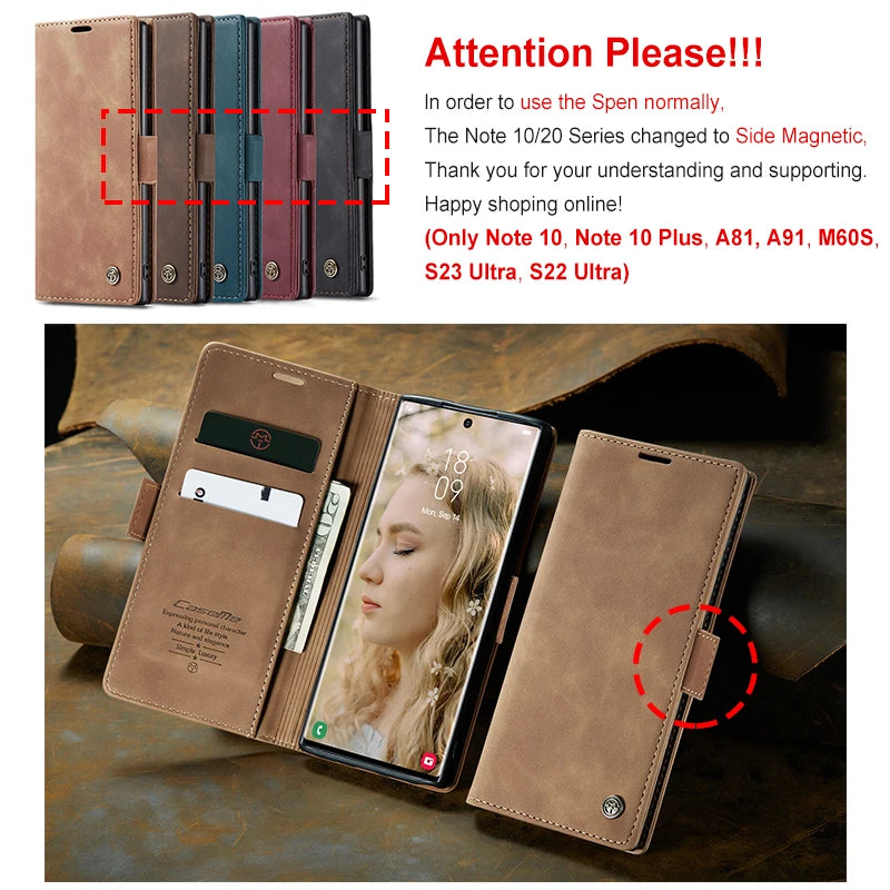 Magnetic Flip Wallet Phone Case for Samsung Galaxy with Card Slots and Kickstand Premium Faux Leather Folio Cover | Lonoma