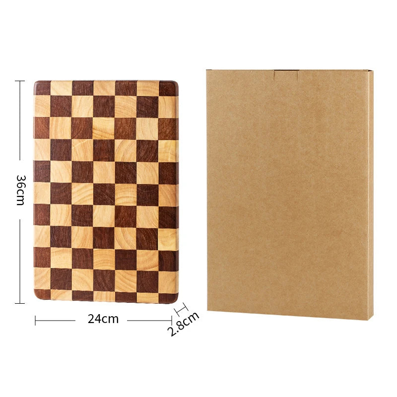 Rubberwood End Grain Cutting Board Reversible Heavy-Duty Chopping Block for Meat Vegetables Bread Cheese Kitchen Serving Platter | Lonoma