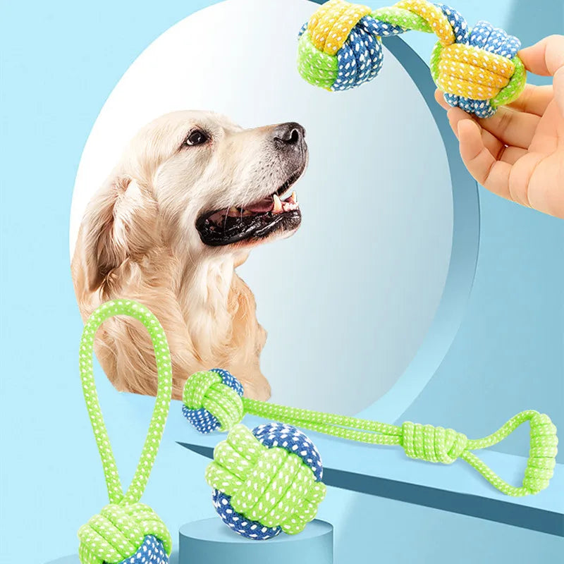 Cotton Rope Dog Toys for Chewing and Tug Play – Interactive Ball and Rope Set for Dental Health – Small to Large Dogs | Lonoma