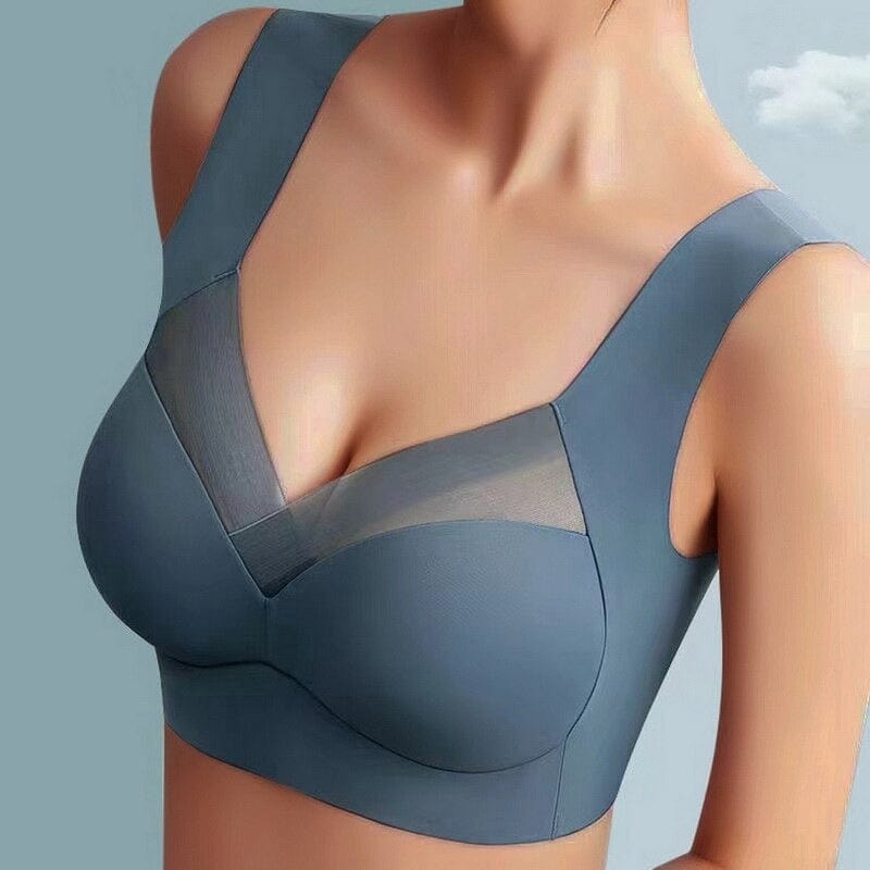 Wireless Comfort Bra Wide Shoulder Straps Smooth No-Wire Support Everyday Layering Stretch Fit Breathable Mesh Panel for Women | Lonoma