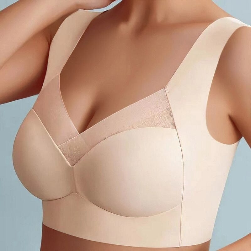 Wireless Comfort Bra Wide Shoulder Straps Smooth No-Wire Support Everyday Layering Stretch Fit Breathable Mesh Panel for Women | Lonoma