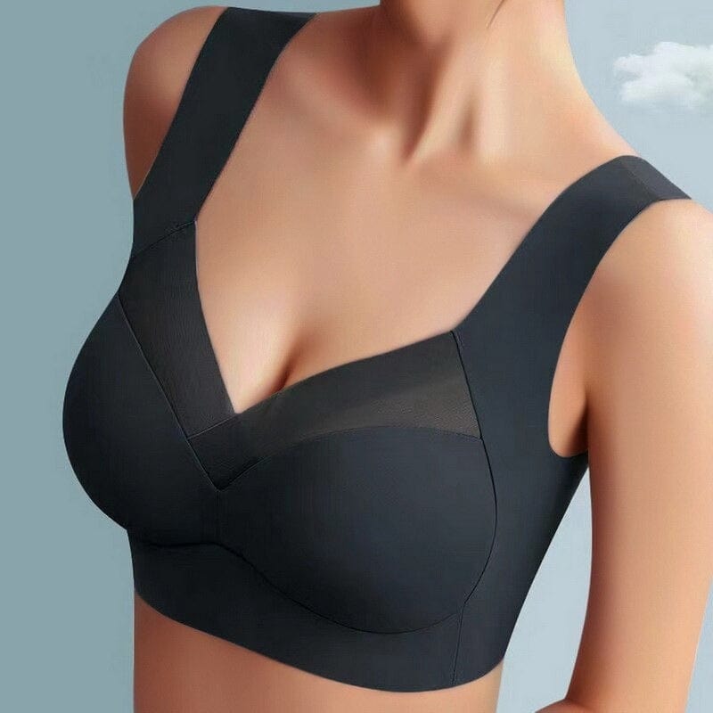 Wireless Comfort Bra Wide Shoulder Straps Smooth No-Wire Support Everyday Layering Stretch Fit Breathable Mesh Panel for Women | Lonoma