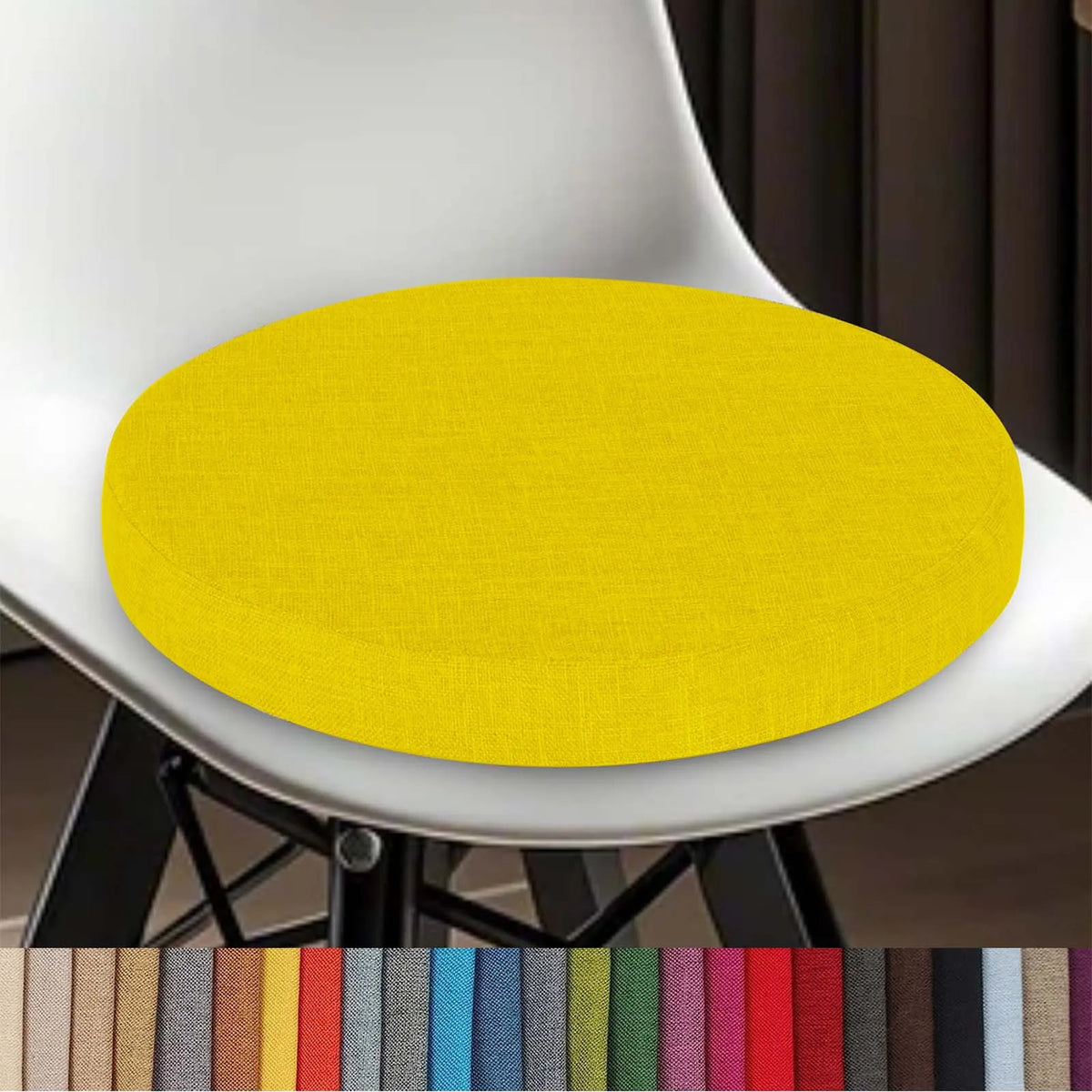 Round Chair Cushion with Removable Washable Cover, Cotton-Linen Seat Pad for Bar Stools Kitchen Dining Chairs Office Seating Restaurant Cafe | Lonoma