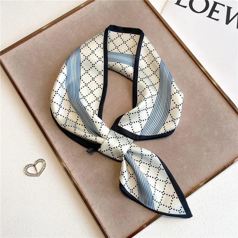 Silk-Feel Horse Print Skinny Scarf for Women Neck Wrap Hair Tie Wrist Accessory Satin Ribbon Bandana Fashion Neckerchief Lightweight | Lonoma