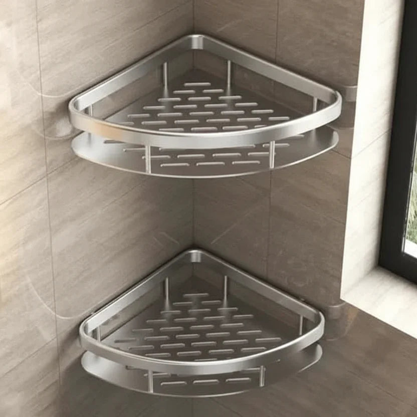 Adhesive Bathroom Shelf Corner Triangle Rectangle Organizer No Drill ABS Stainless Steel for Shower Wall | Lonoma