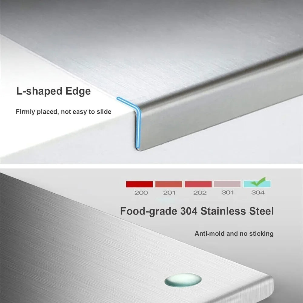 Food-Safe Steel Prep Board with Non-Slip Grip for Meat Vegetables Baking Dough Rolling Kitchen Counter Surface | Lonoma