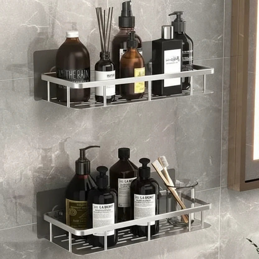 Adhesive Bathroom Shelf Corner Triangle Rectangle Organizer No Drill ABS Stainless Steel for Shower Wall | Lonoma