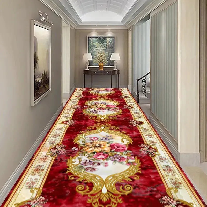 Hallway Runner Rug Soft Low-Profile Non-Slip Backing Foldable for Stairs Entryway Balcony Persian-Style Geometric Print Machine-Washable | Lonoma