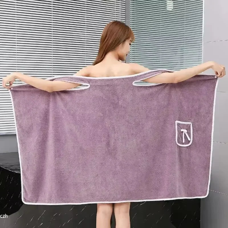 Women's Wearable Bath Towel Wrap with Snap Closure 31 × 51 in Coral Fleece Quick Dry for Shower Spa Pool Dorm Beach | Lonoma