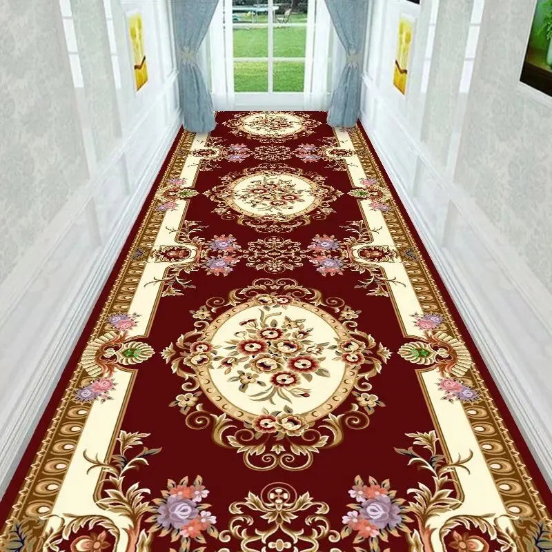 Hallway Runner Rug Soft Low-Profile Non-Slip Backing Foldable for Stairs Entryway Balcony Persian-Style Geometric Print Machine-Washable | Lonoma