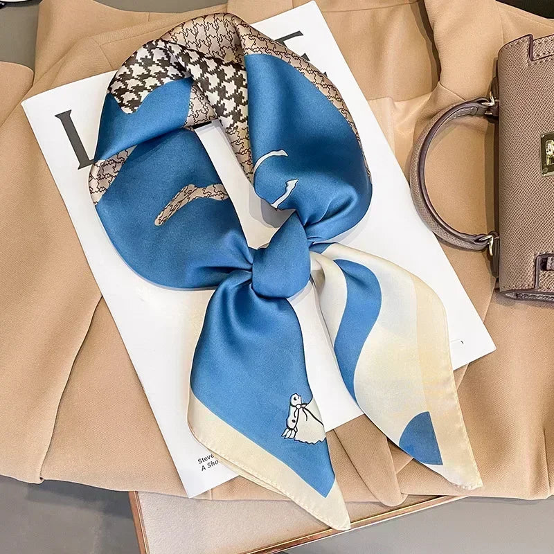 Square Silk Scarf for Women with Printed Design for Hair Neck or Handbag Accent Accessory | Lonoma