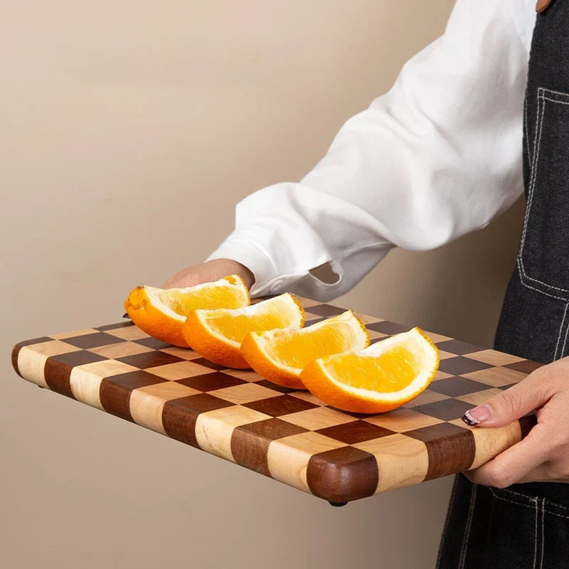 Checkerboard Wooden Cutting Board Solid Hardwood Chopping Block for Food Prep Kitchen Counter | Lonoma