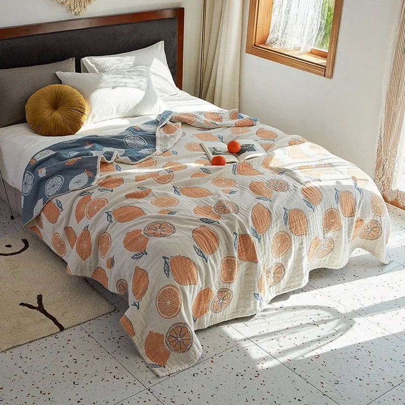 Cotton Woven Throw Blanket Lightweight Breathable Jacquard Coverlet for Couch Bedroom Spring Summer All-Season Bedding Throw | Lonoma
