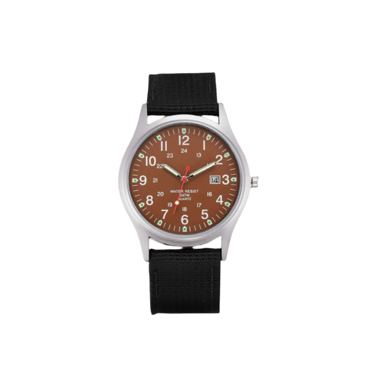 Men's Analog Field Watch with Arabic Numerals, Fabric Strap, Date Window, 24-Hour Scale for Outdoor Hiking Camping Travel | Lonoma