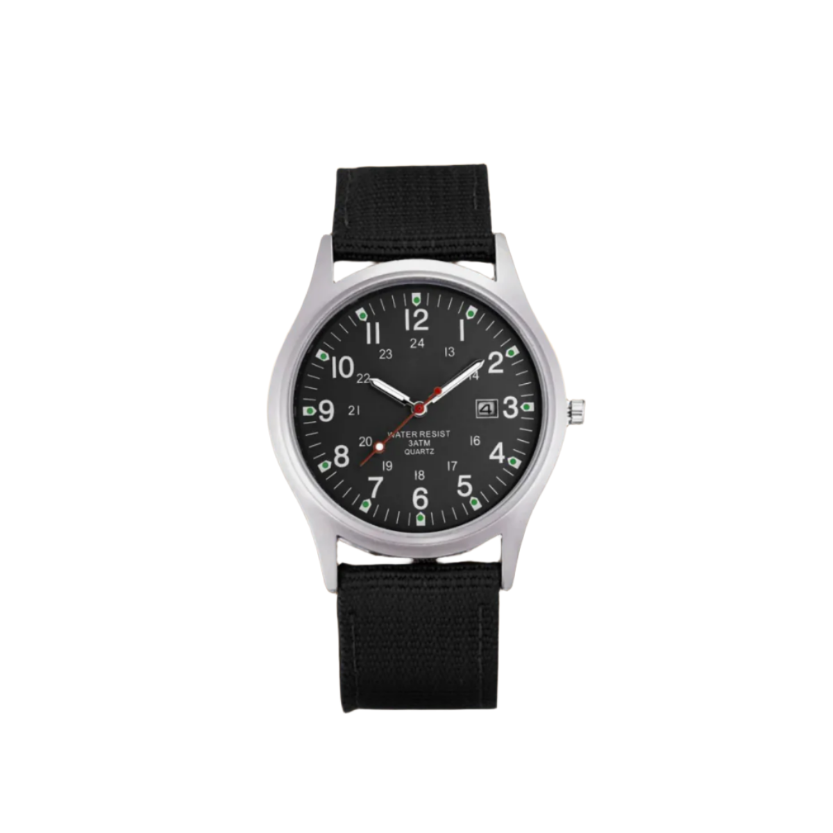 Men's Analog Field Watch with Arabic Numerals, Fabric Strap, Date Window, 24-Hour Scale for Outdoor Hiking Camping Travel | Lonoma