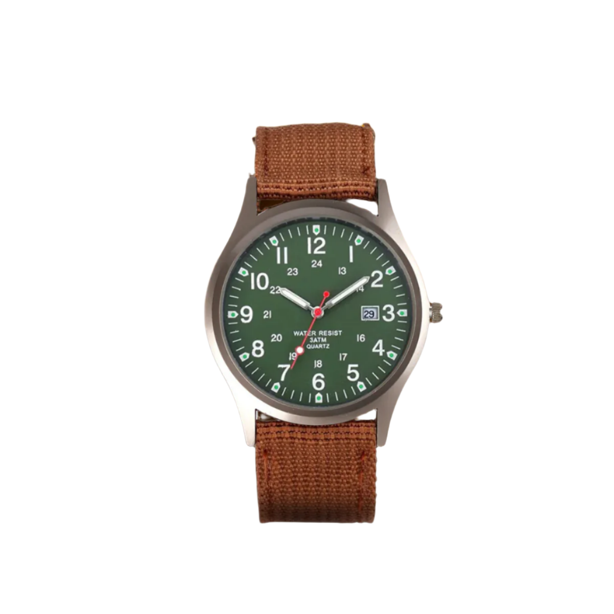 Men's Analog Field Watch with Arabic Numerals, Fabric Strap, Date Window, 24-Hour Scale for Outdoor Hiking Camping Travel | Lonoma