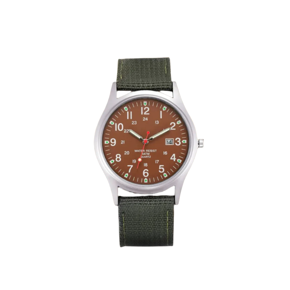 Men's Analog Field Watch with Arabic Numerals, Fabric Strap, Date Window, 24-Hour Scale for Outdoor Hiking Camping Travel | Lonoma