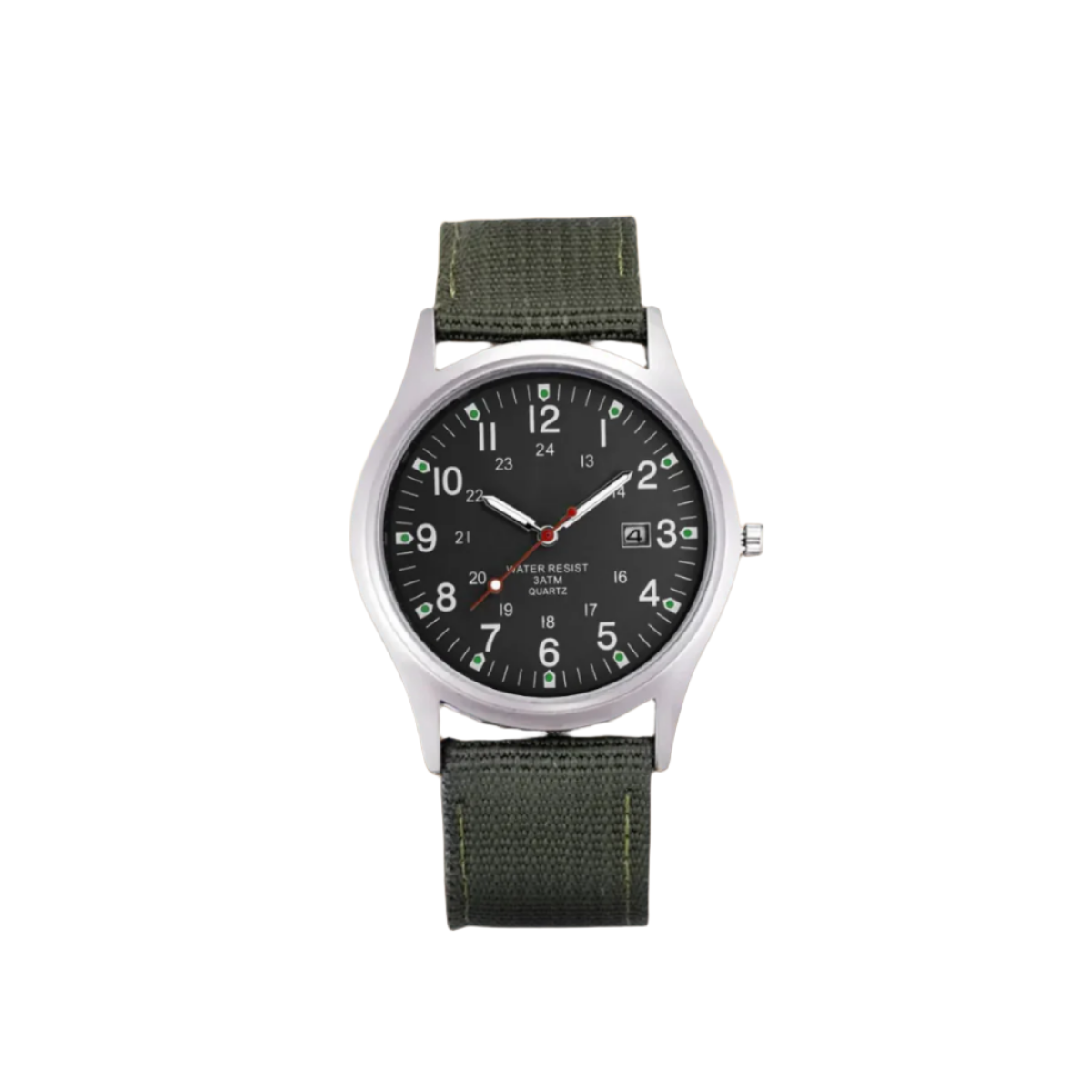 Men's Analog Field Watch with Arabic Numerals, Fabric Strap, Date Window, 24-Hour Scale for Outdoor Hiking Camping Travel | Lonoma