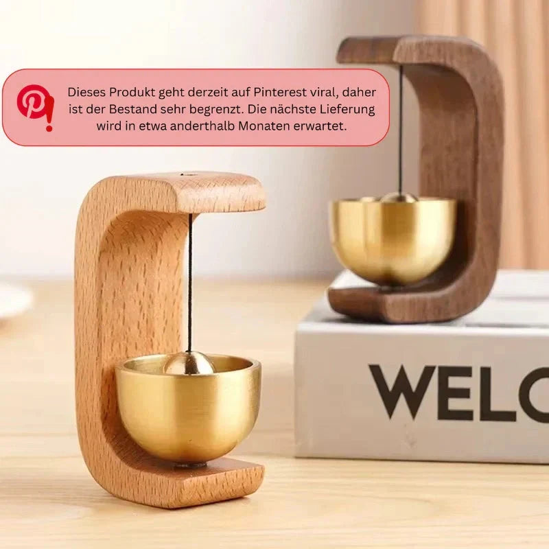 Wooden Wind Chime with Magnetic Hanging Bell C-Shaped Display Stand | Lonoma