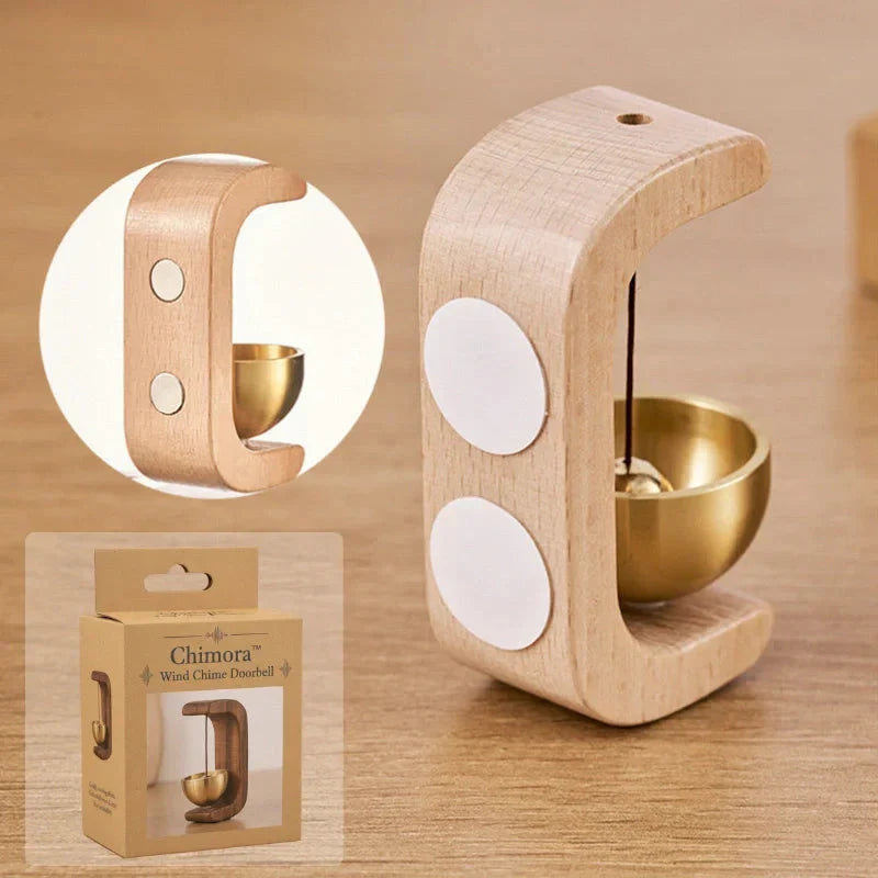 Wooden Wind Chime with Magnetic Hanging Bell C-Shaped Display Stand | Lonoma