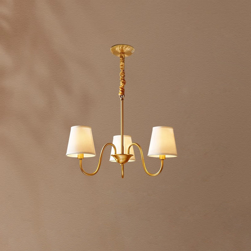 Classic Fabric Shade Chandelier with Brass Finish – Elegant Multi-Light Fixture for Dining Room, Living Room & Foyer | Lonoma