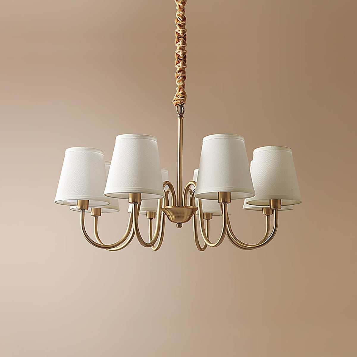 Classic Fabric Shade Chandelier with Brass Finish – Elegant Multi-Light Fixture for Dining Room, Living Room & Foyer | Lonoma