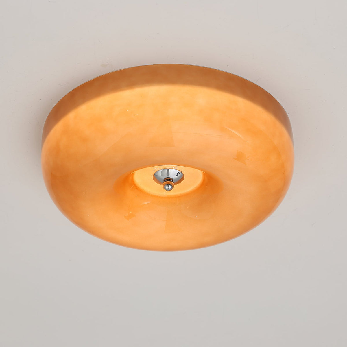 Flush Mount LED Ceiling Light with Swirled Glass Shade – Modern Low Profile Design for Bedroom, Hallway, Kitchen – Chrome Finish | Lonoma