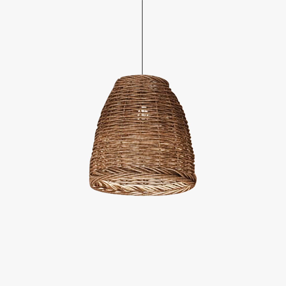 Handwoven Wicker Hanging Lamp with Metal Frame for Bedroom, Dining Room, Entryway | Natural Rattan Ceiling Fixture | Lonoma