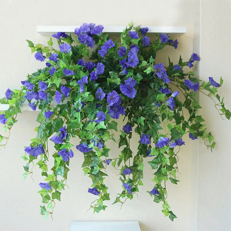 Faux Morning Glory Spray with UV Protection for Indoor & Outdoor Décor – 26-Inch Silk Stem | Lonoma
